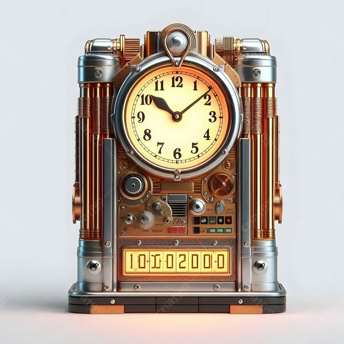 Relógio steampunk dourado e prata