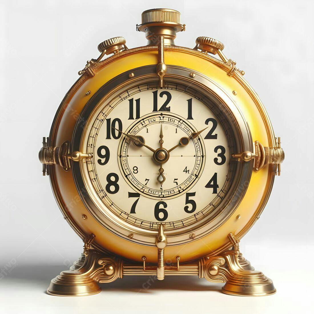 Relógio antigo dourado e amarelo estilo steampunk