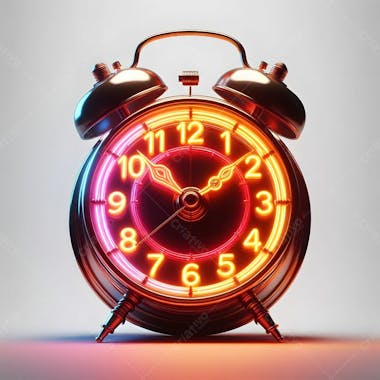 Relógio matinal vintage morning clock neon icon 3d 2d retrô néon icone elemento