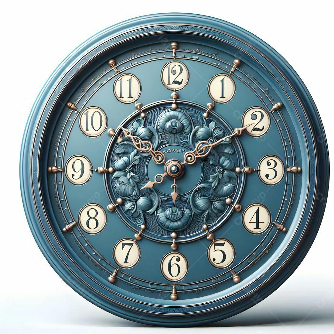 Relógio de Parede Vintage Azul e Dourado