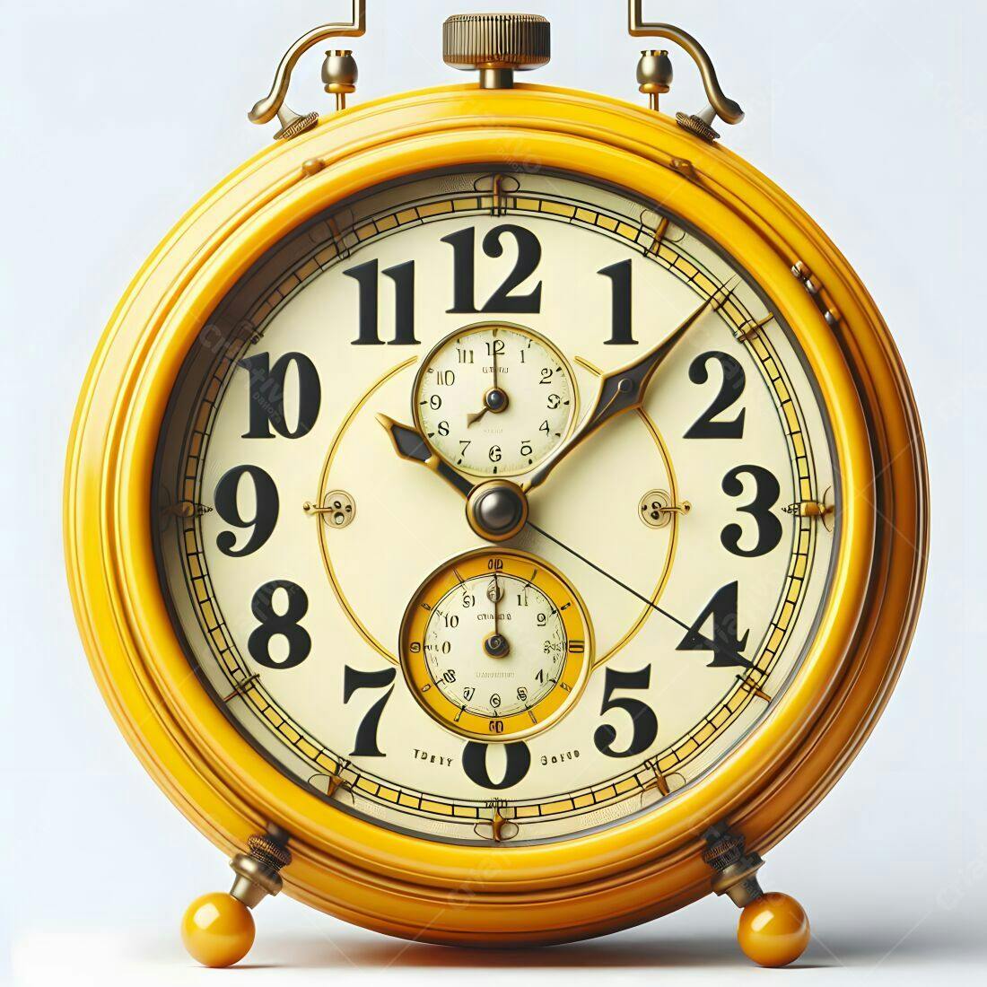 Relógio vintage amarelo mostrador creme
