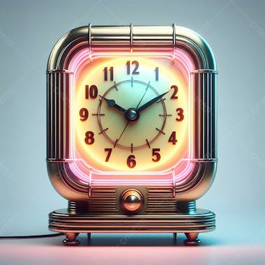 Relógio matinal vintage morning clock neon icon 3d 2d retrô néon icone elemento