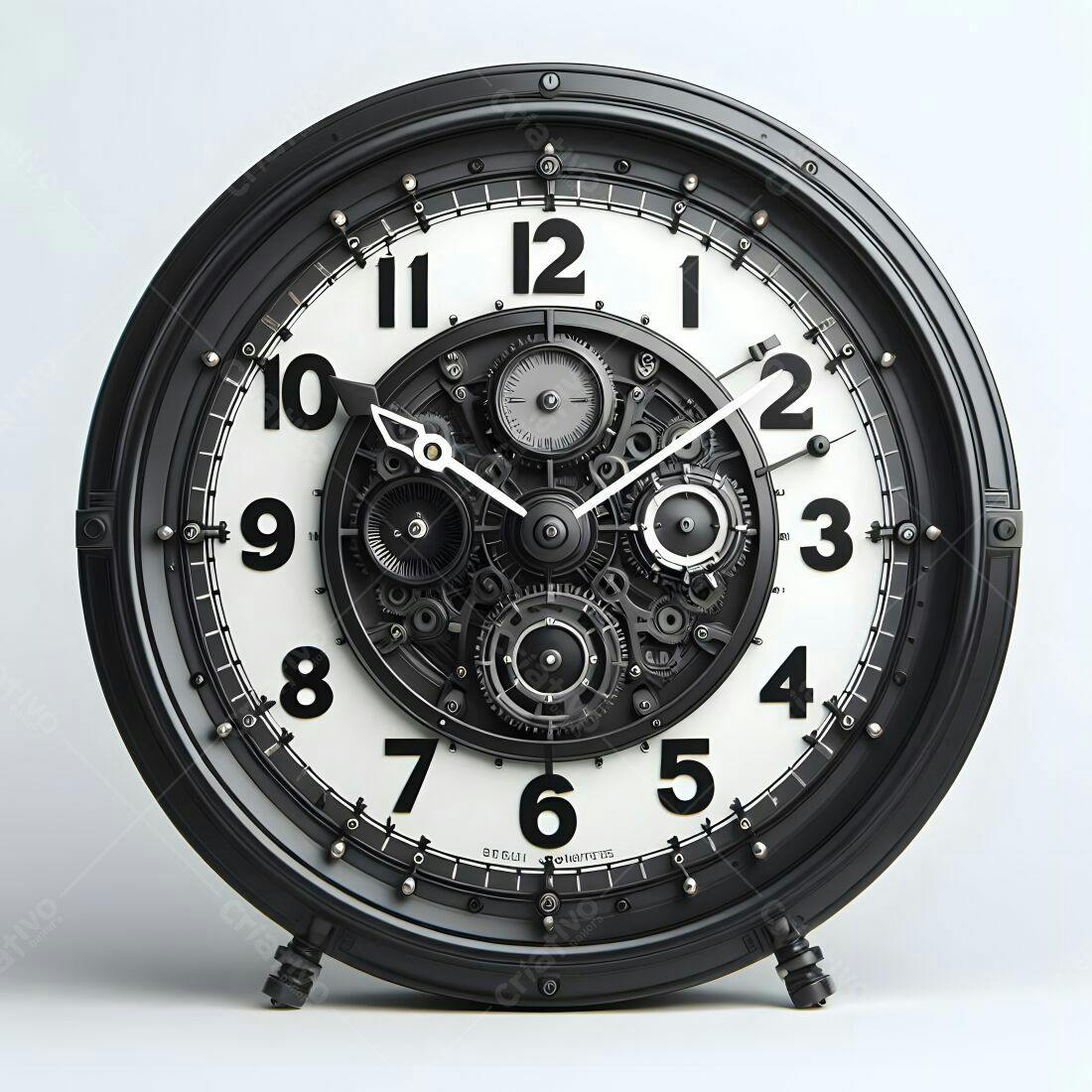 Relógio de Parede Mecânico Preto e Branco