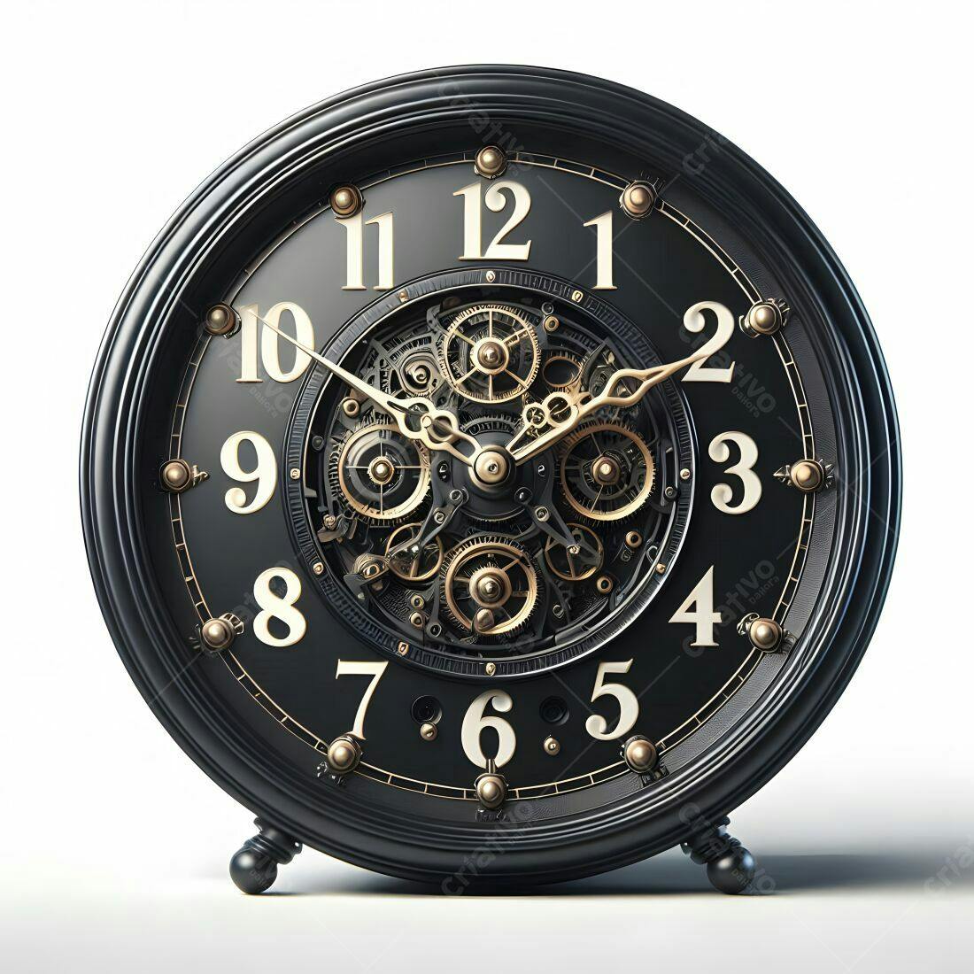 Relógio Mecânico Preto e Dourado