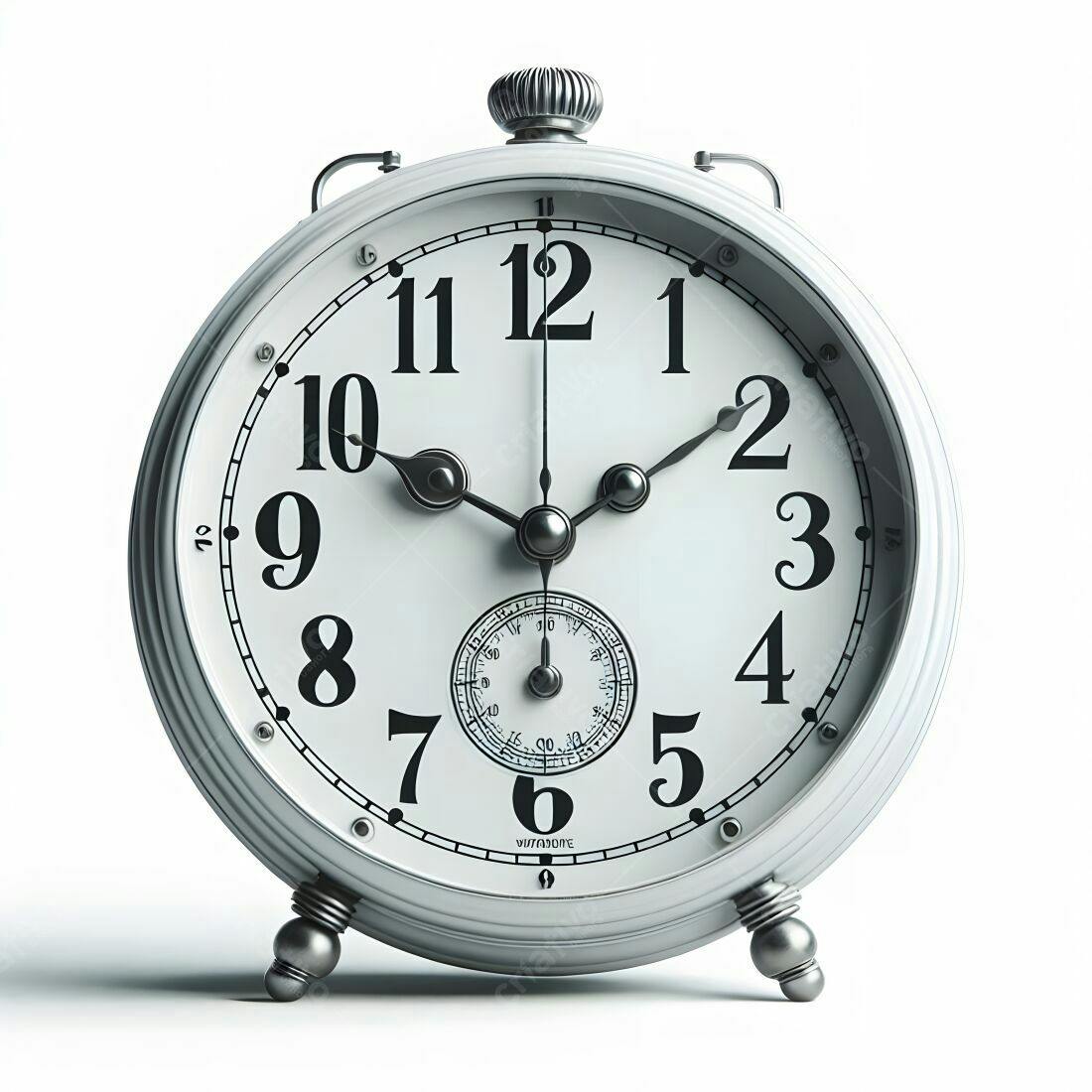 Relógio despertador vintage branco e prata