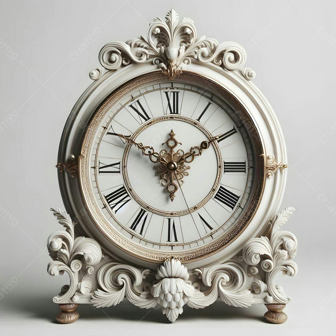 Relógio de mesa estilo vintage branco e dourado