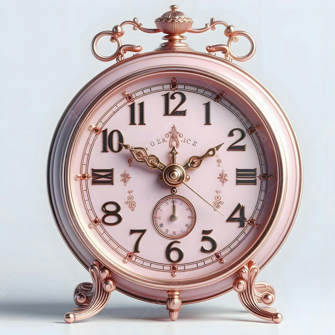 Relógio despertador rosa antigo estilo vintage