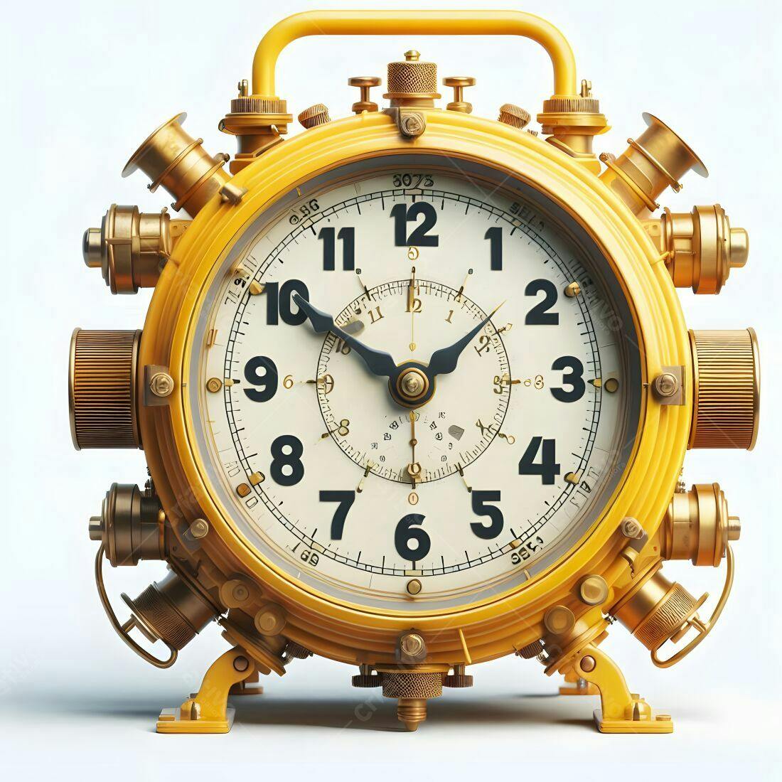 Relógio steampunk amarelo dourado