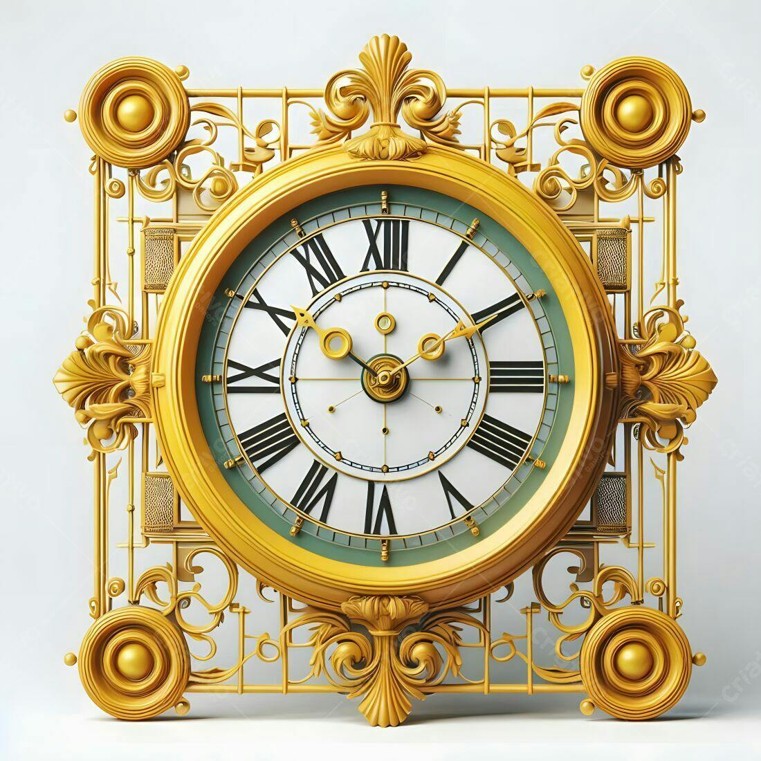Relógio Dourado Antigo com Moldura Decorativa