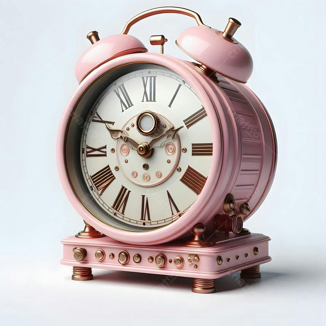 Relógio despertador rosa estilo steampunk