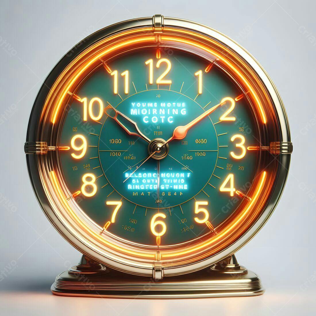 Relógio vintage estilo art déco dourado e turquesa