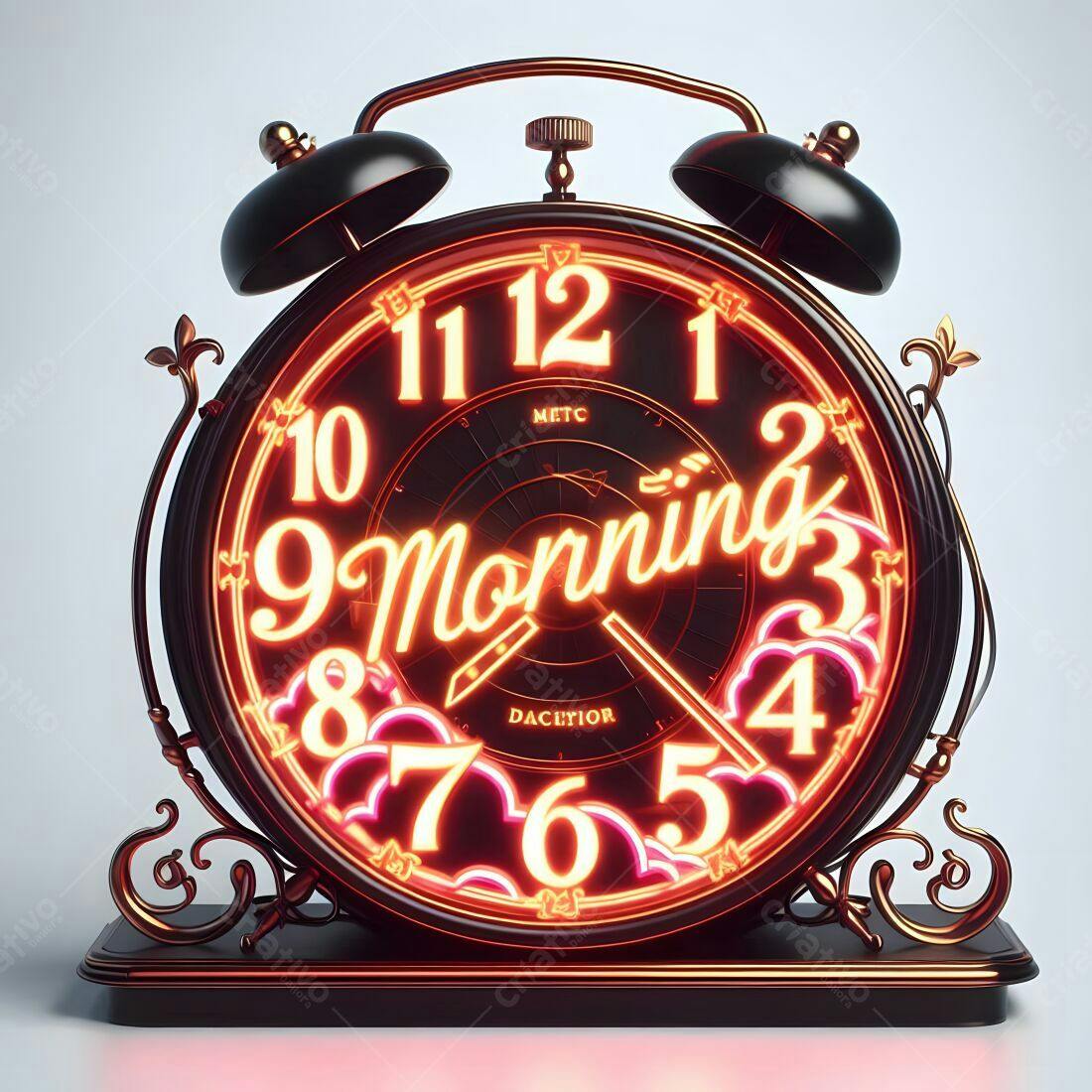 Relógio despertador estilo vintage mostrando 9 horas da manhã