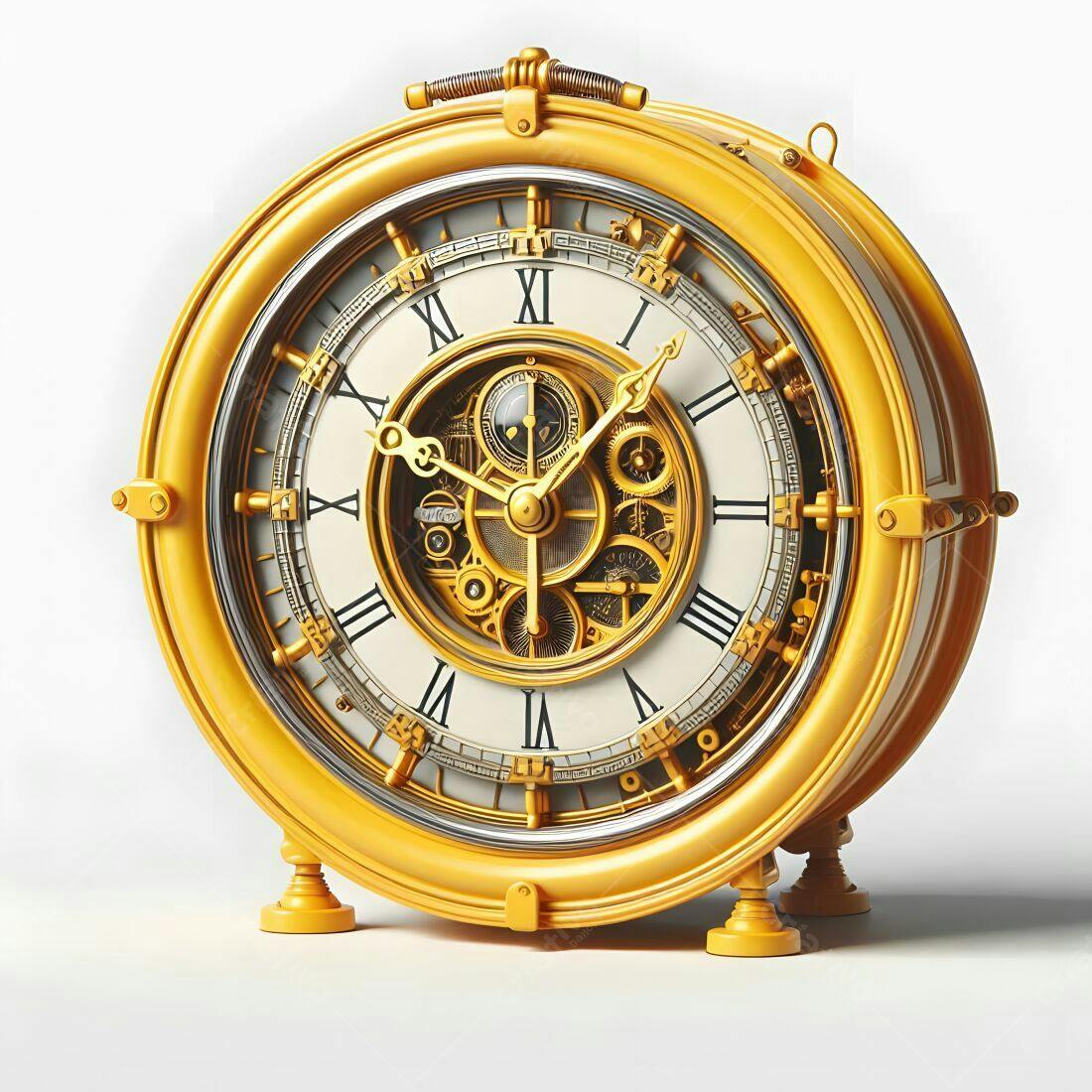 Relógio dourado estilo vintage detalhes mecânicos