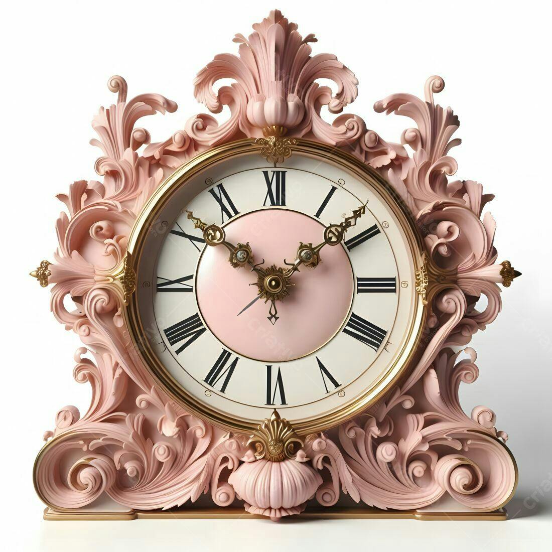 Relógio Rosa Decorativo Estilo Barroco