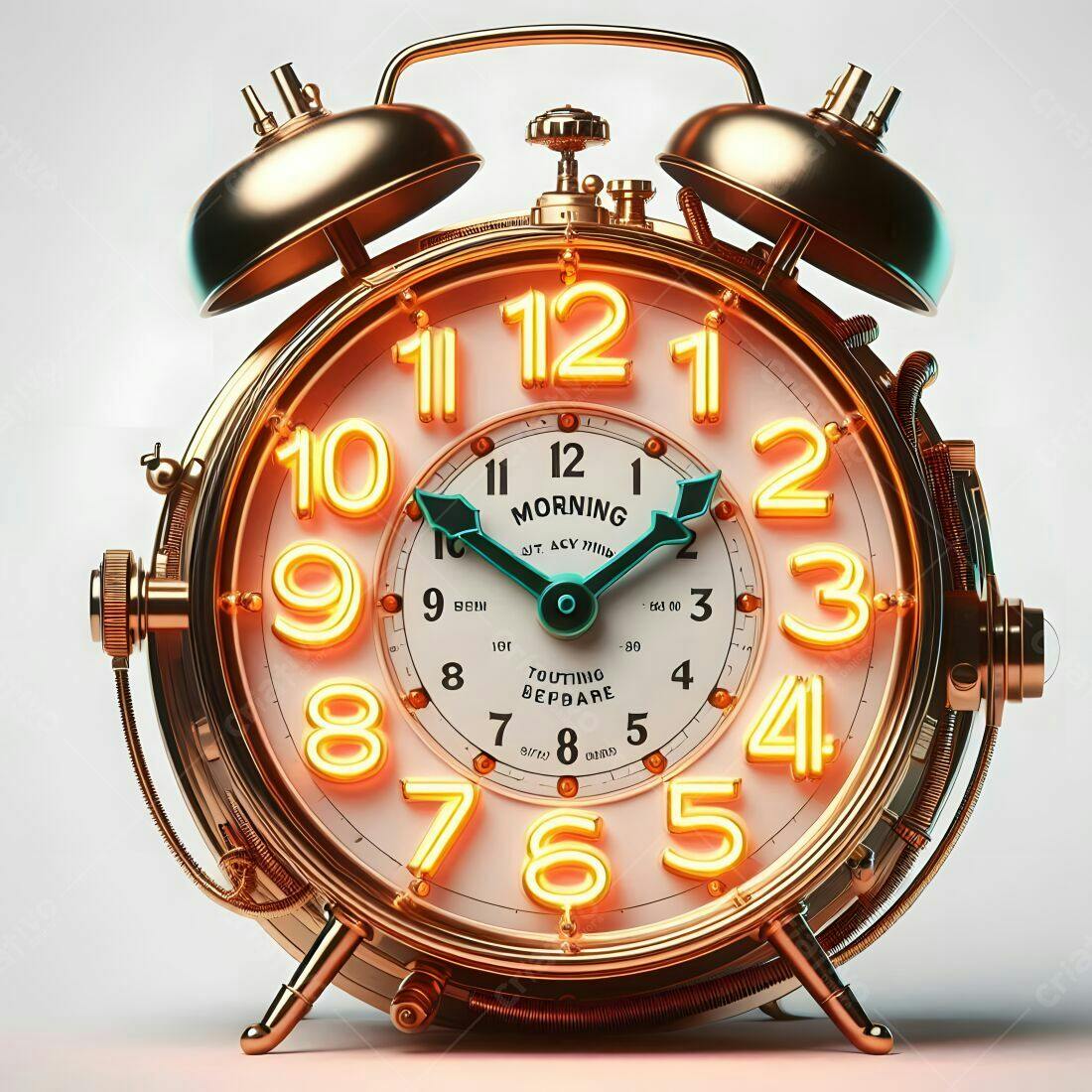 Relógio despertador retrô com números neon