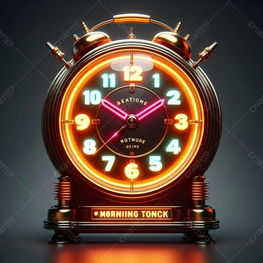 Relógio despertador retrô com iluminação neon