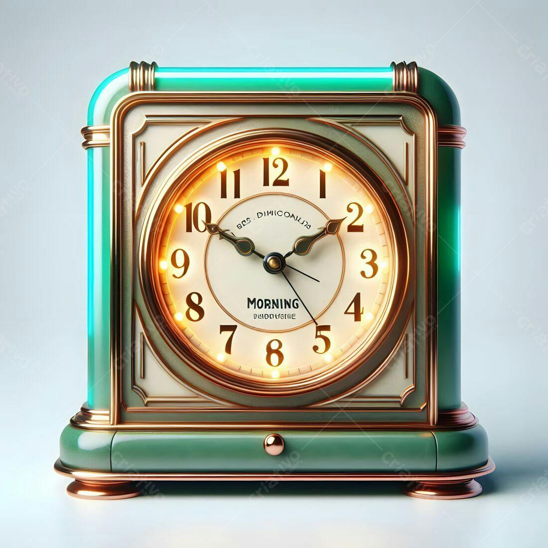 Relógio vintage verde e dourado estilo art déco