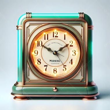 Relógio matinal vintage morning clock neon icon 3d 2d retrô néon icone elemento