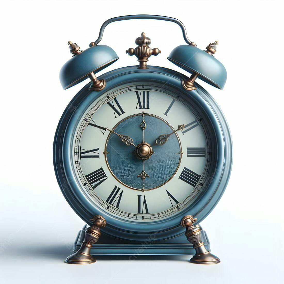 Relógio despertador vintage azul e dourado