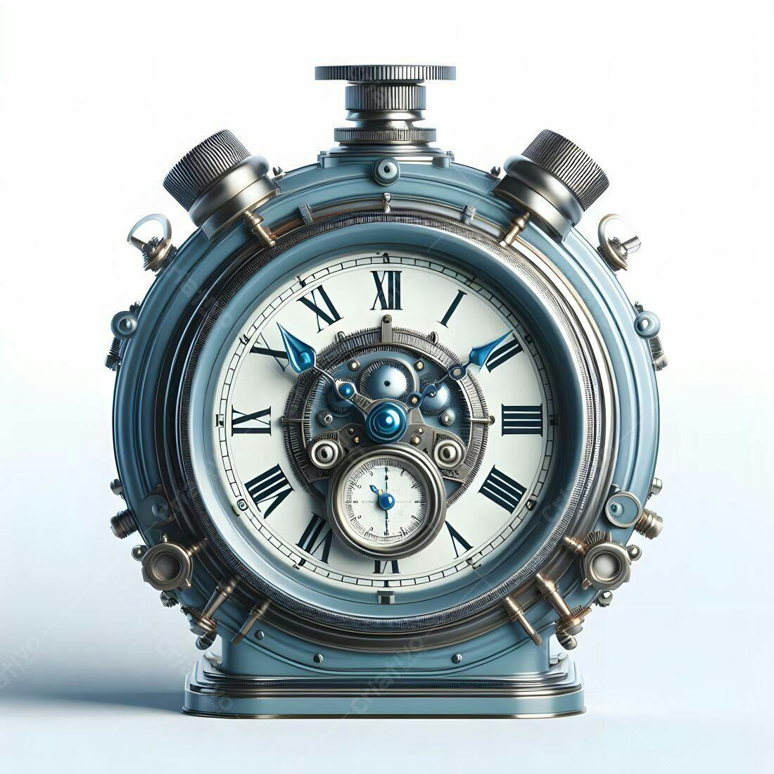 Relógio steampunk azul metálico estilo vintage