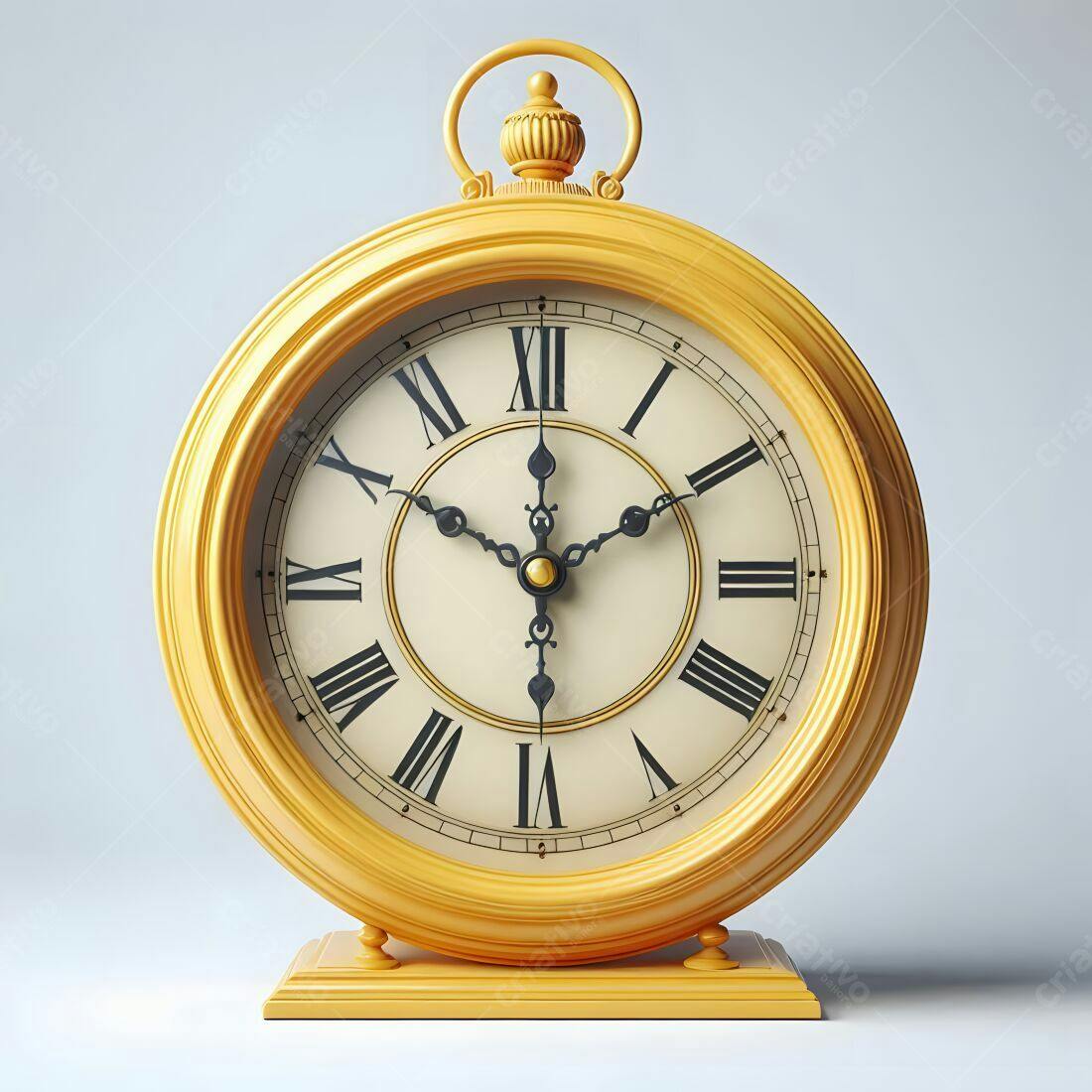 Relógio amarelo estilo vintage sobre mesa