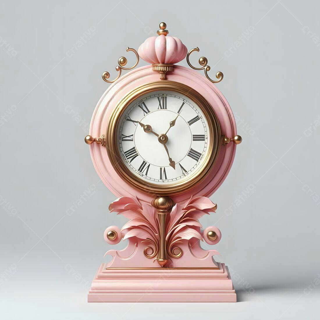 Relógio Rosa Decorativo Estilo Vintage