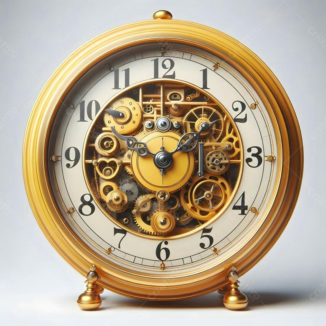 Relógio dourado steampunk mecanismo exposto