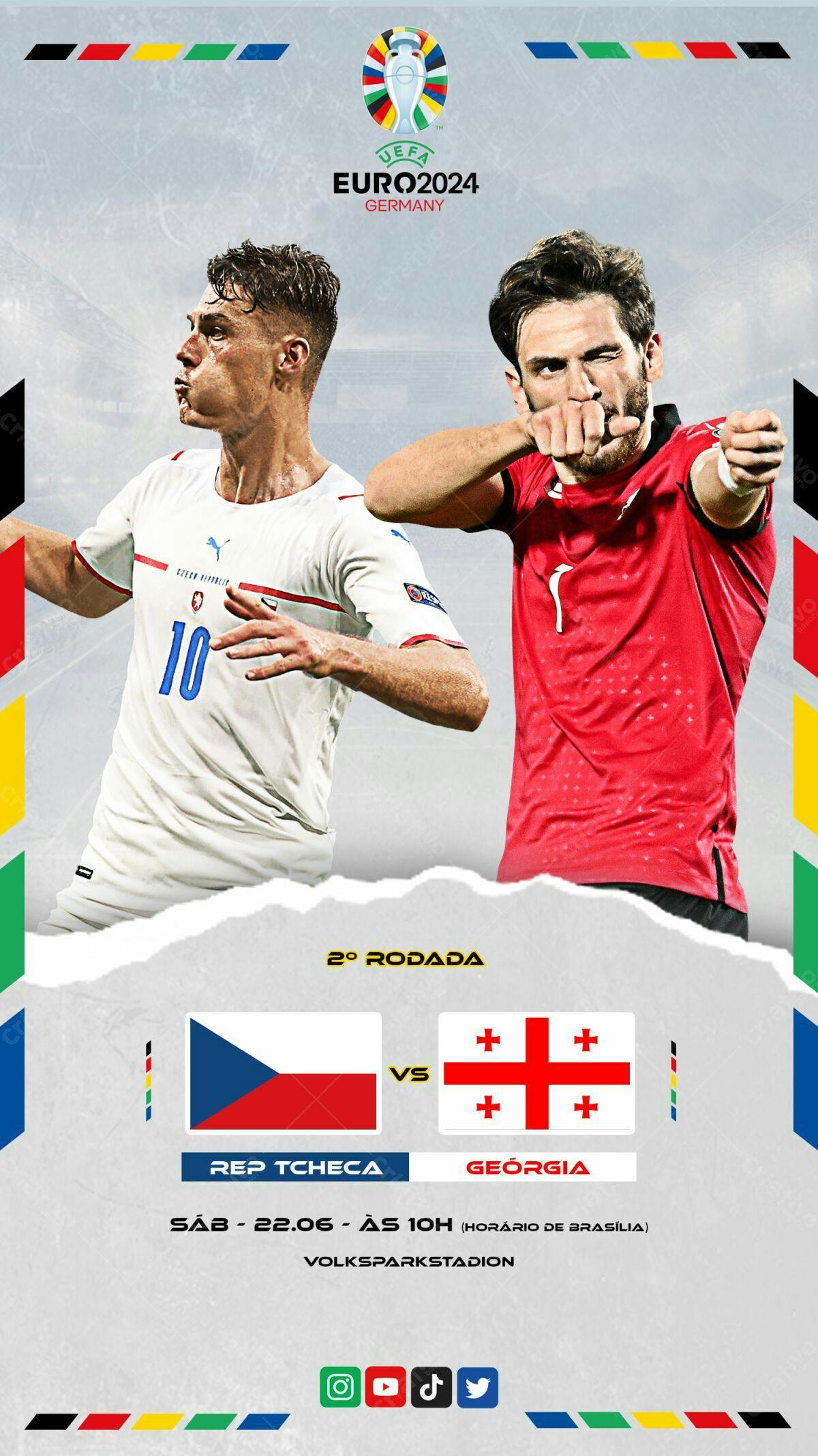 Flyer EURO2024 Rep. Tcheca x Geórgia PSD Editável