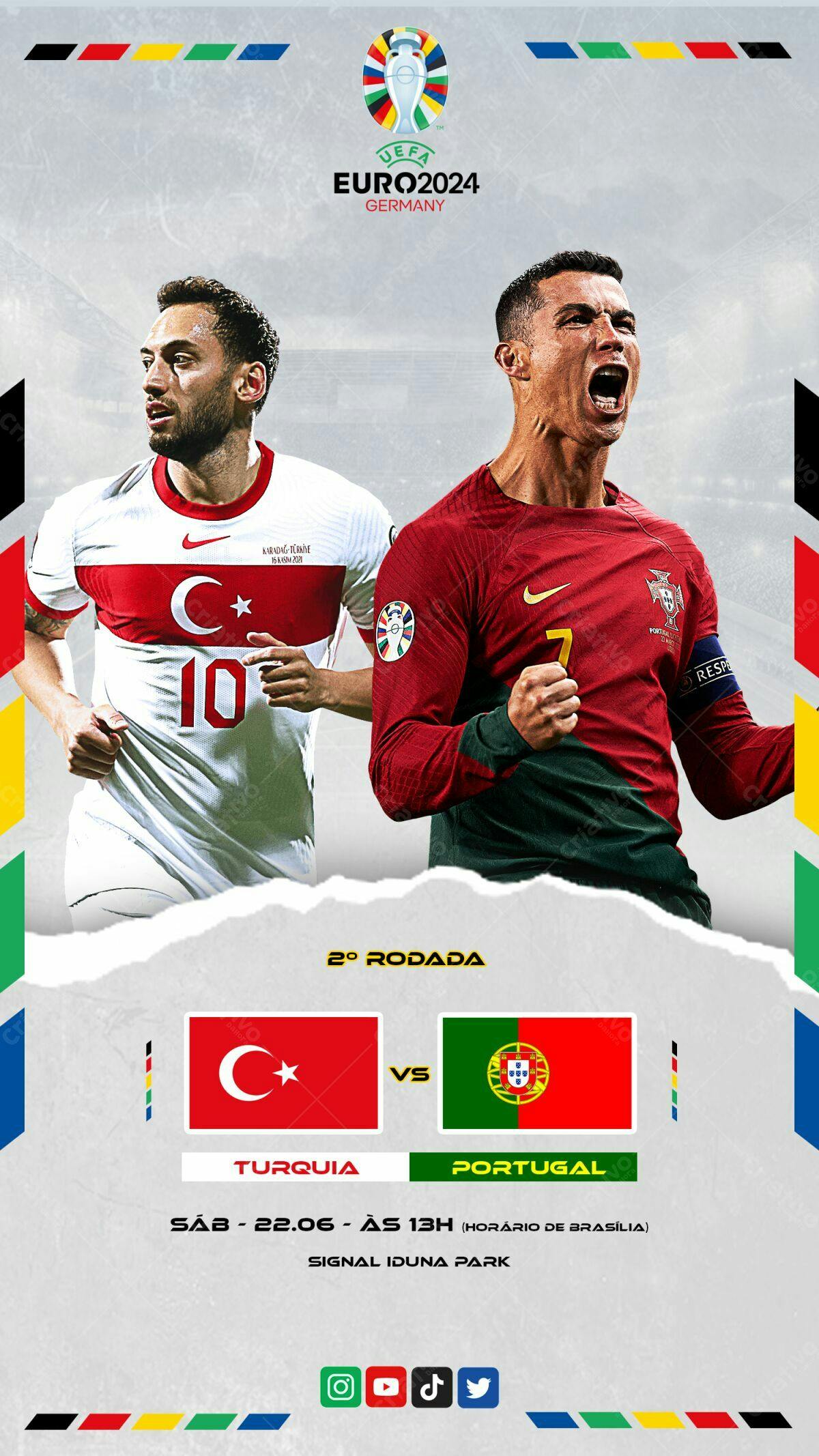 Flyer Jogo Turquia x Portugal EURO2024 PSD Editável