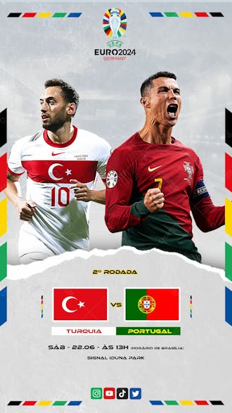 Eurocopa turquia x portugal social media story