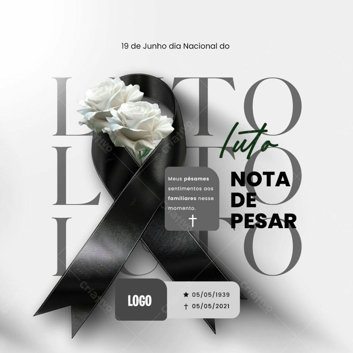 Nota de Pesar PSD Editável para Dia Nacional do Luto