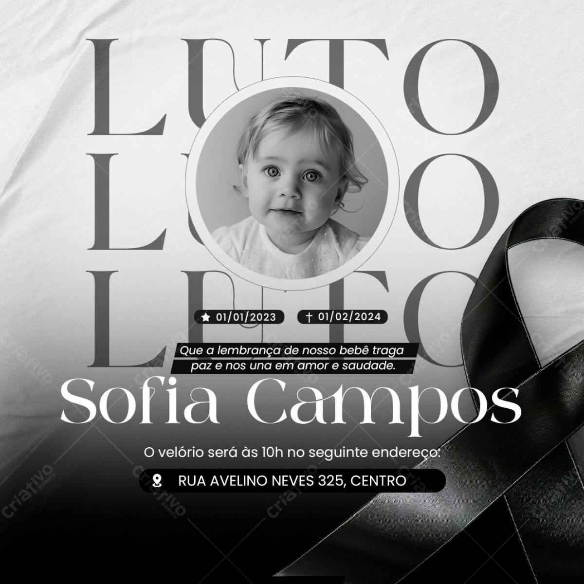 Flyer de Luto para Bebê PSD Editável