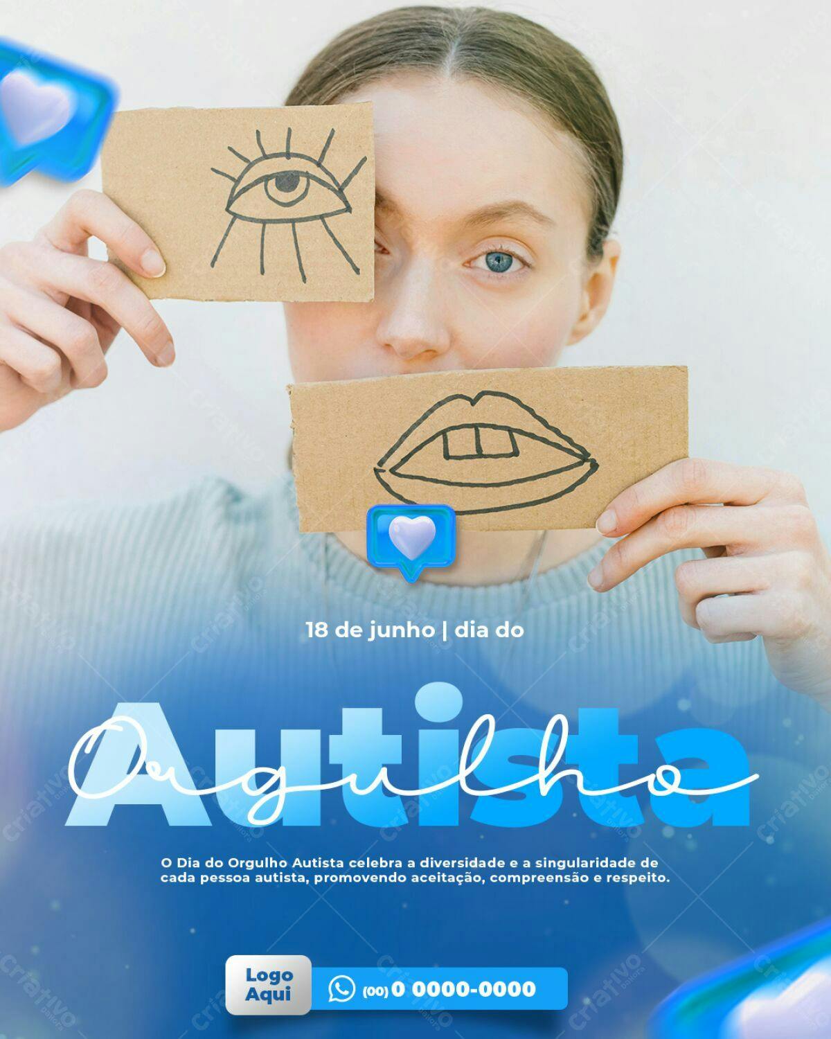 Flyer Dia do Orgulho Autista PSD Editável
