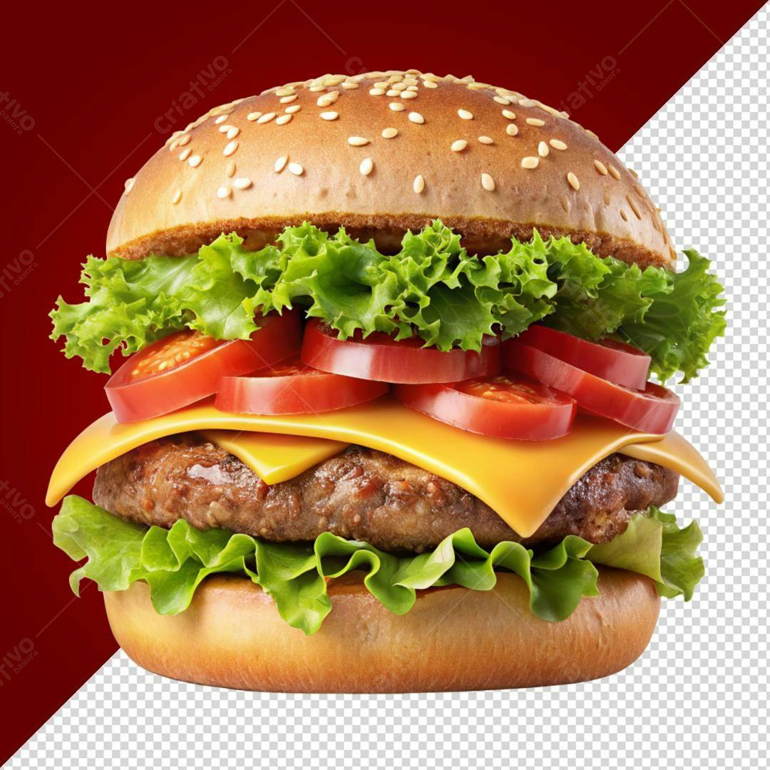 Imagem PNG Hambúrguer Queijo e Alface com fundo transparente