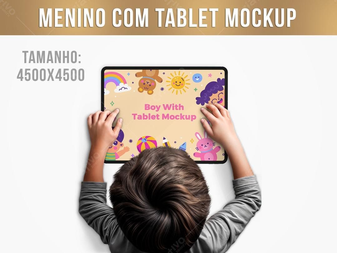 Mockup Tablet Infantil com Design Colorido