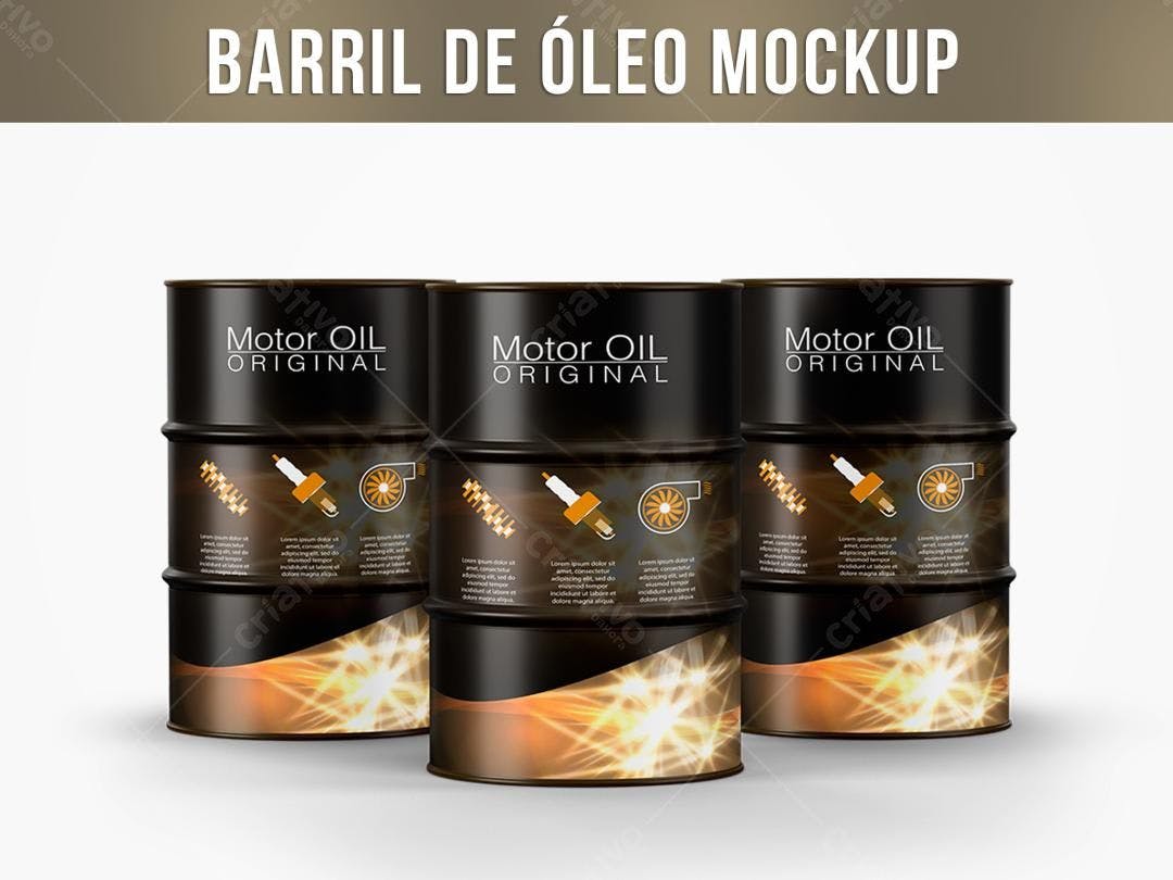 Mockup Realista de Barril de Óleo para Lubrificantes