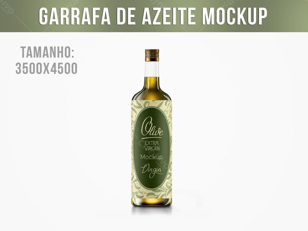 Mockup Garrafa de Azeite: Design Realista com Detalhes em Verde e Dourado