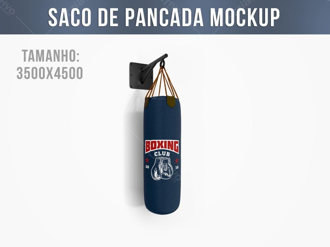 Mockup Saco de Pancada: Design Retrô Azul Marinho