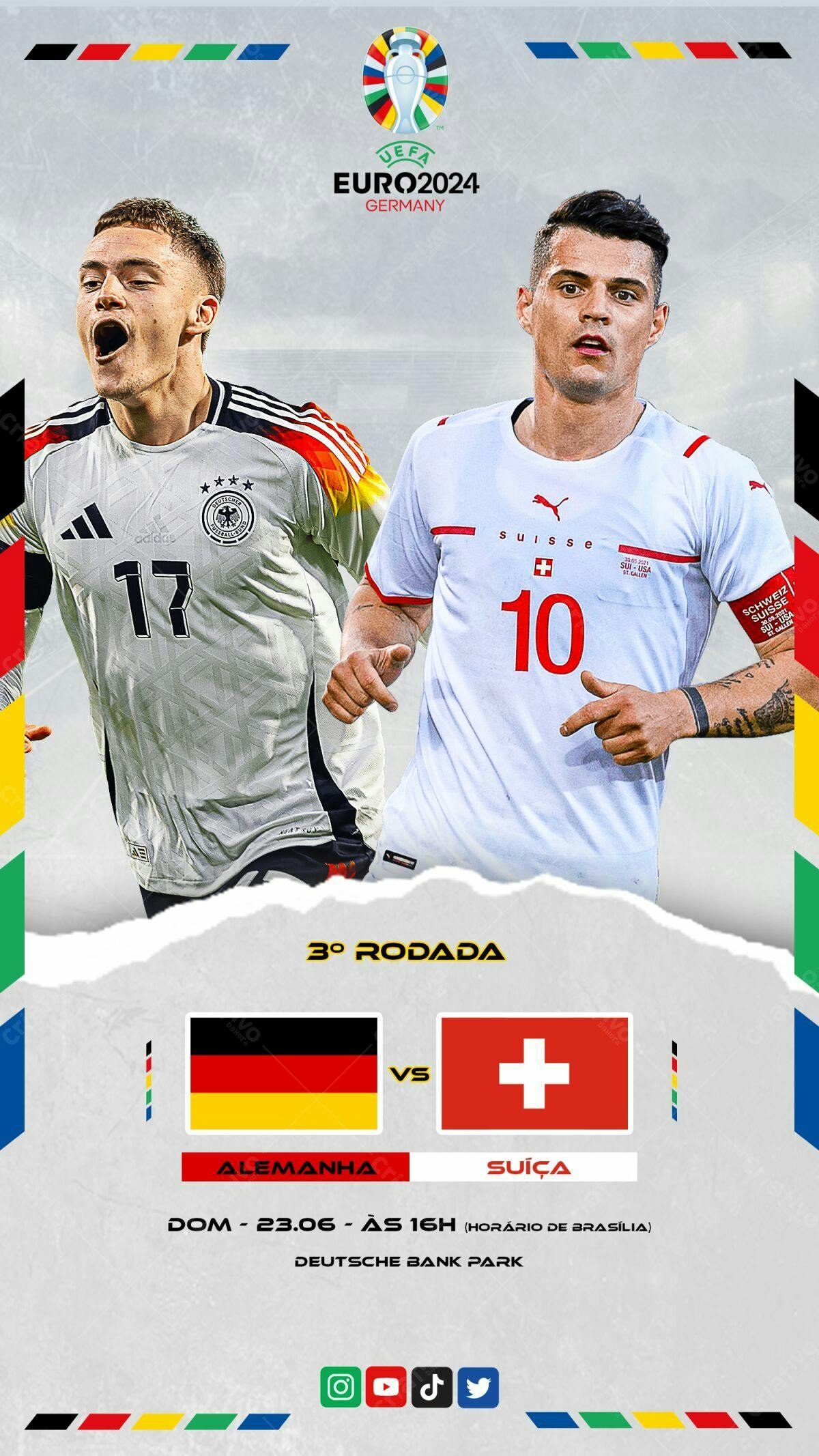 Flyer Alemanha x Suíça EURO2024 PSD Editável