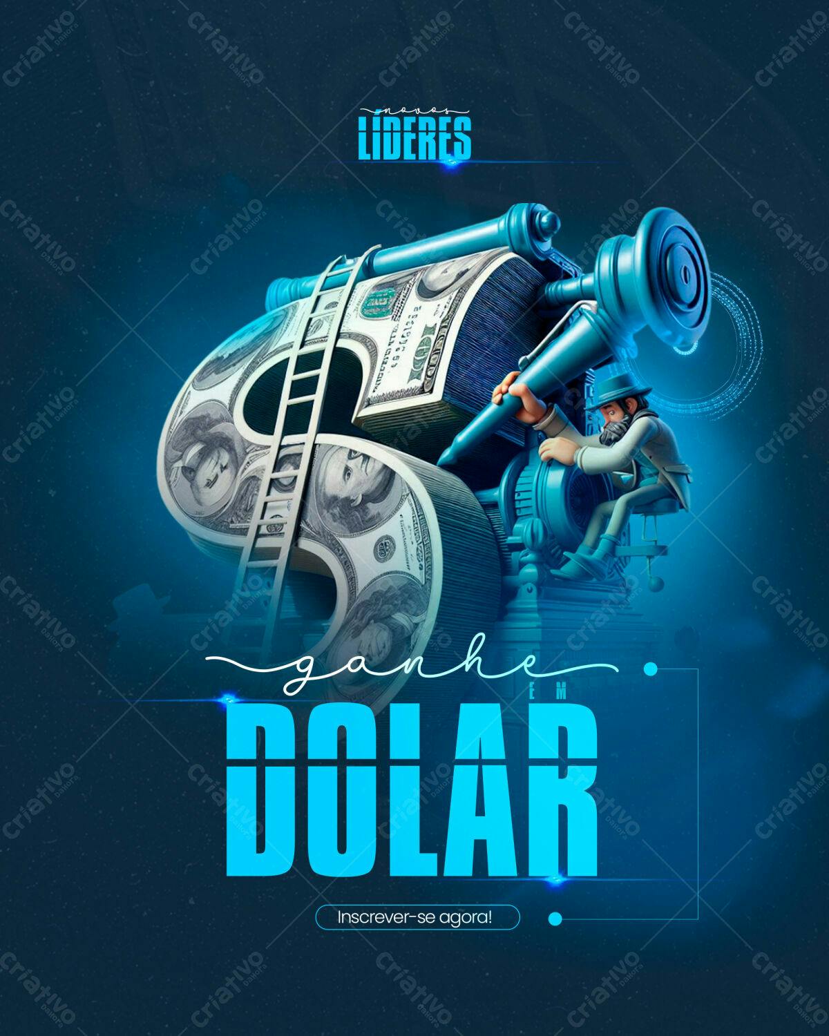 Flyer Ganhe em Dólar PSD Editável