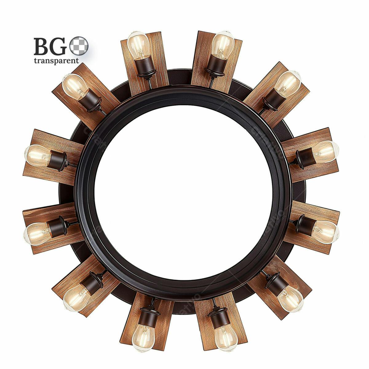 Moldura Circular com Lâmpadas Estilo Industrial PSD Editável