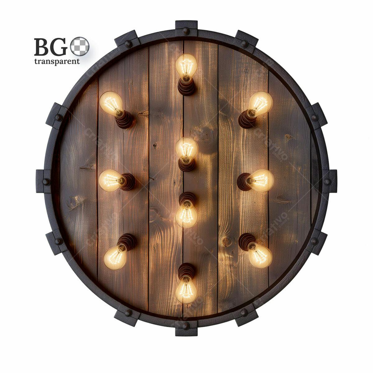 Luminária Rustica de Madeira com Lâmpadas Edison PSD Editável
