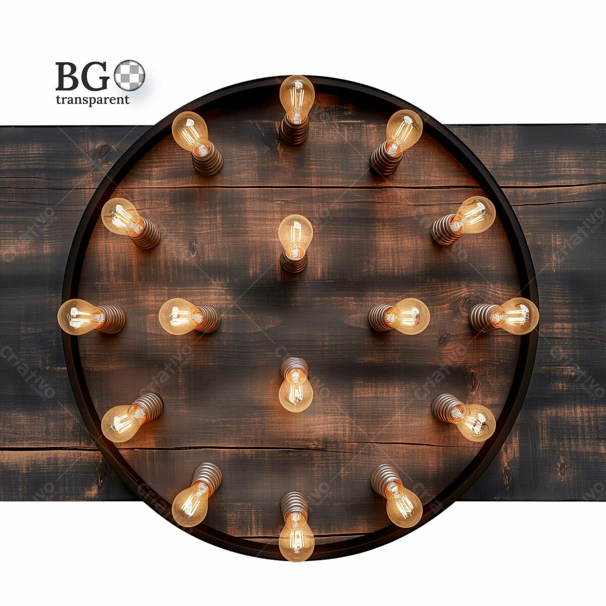 Moldura de Lâmpadas para Decoração Rustica PSD Editável