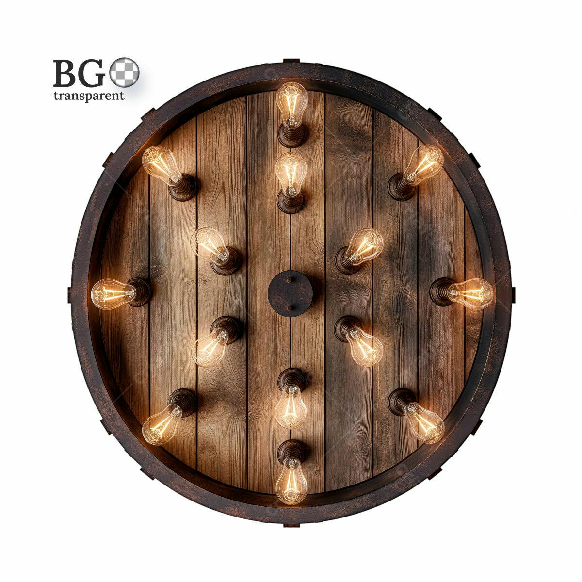 Lustre de Madeira Rústico com Lâmpadas Edison PSD Editável