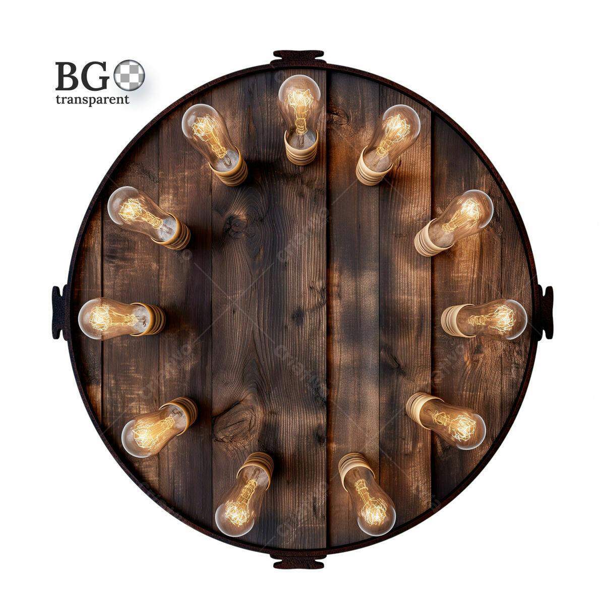 Moldura Circular com Lâmpadas Edison PSD Editável