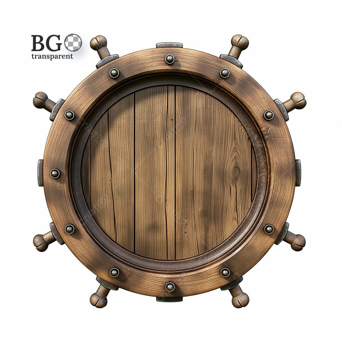 Moldura Circular de Madeira estilo Timão Navio PSD Editável