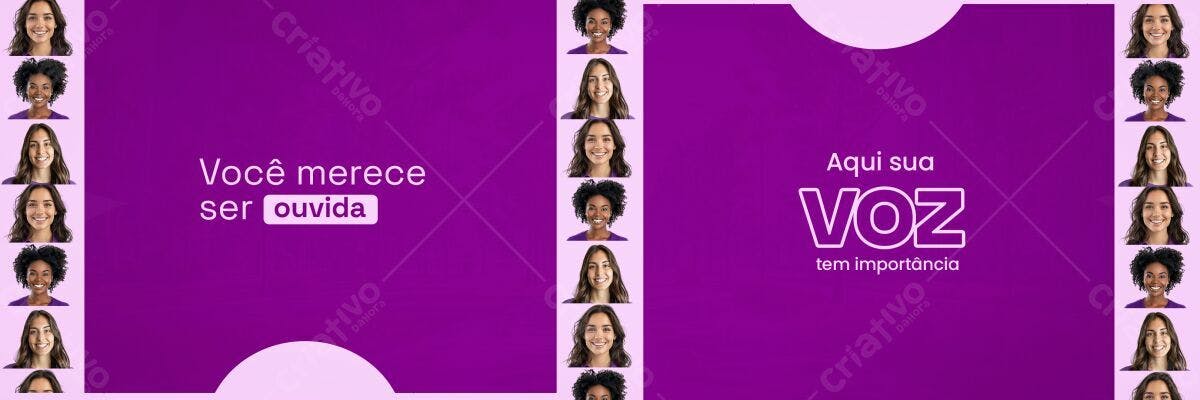 Banner Mulheres Diversas em Roxo PSD Editável