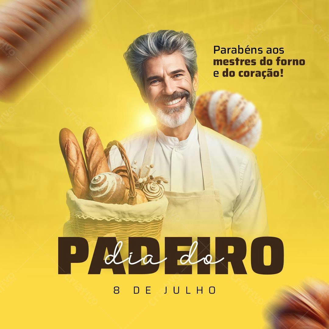 Flyer Dia do Padeiro PSD Editável