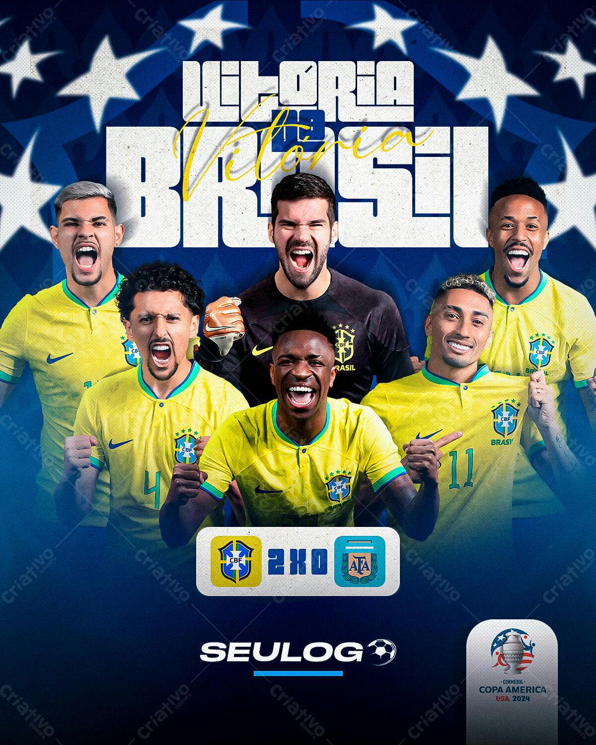 Poster Seleção Brasileira Vitória 2x0 PSD Editável
