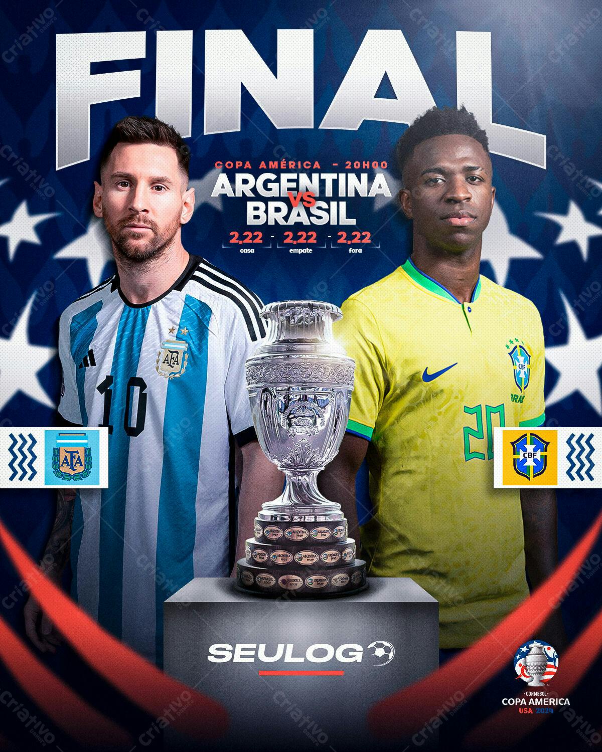 Flyer Final Copa América Argentina x Brasil PSD Editável